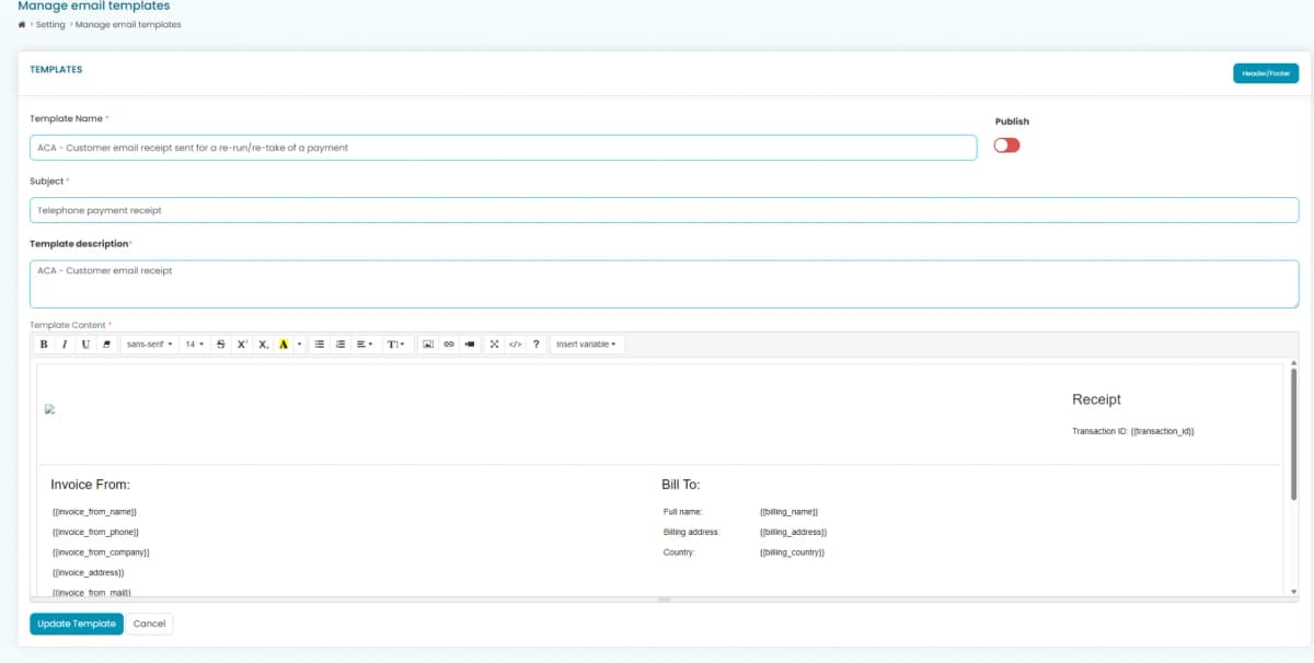 Manage Email Templates — screenshot 3