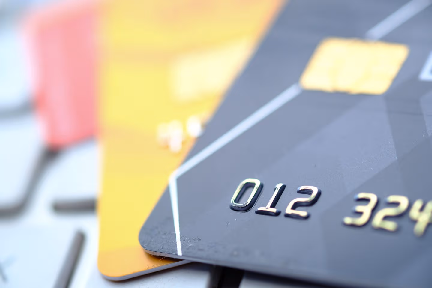 High-quality close-up of credit and debit cards, highlighting technology and security.