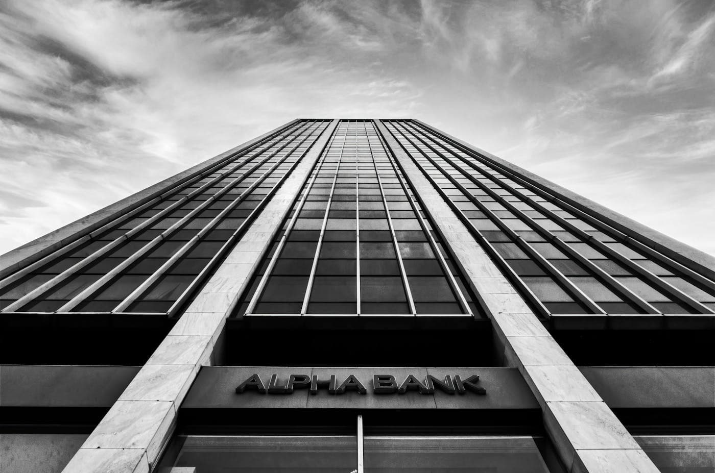 Modern bank building exterior