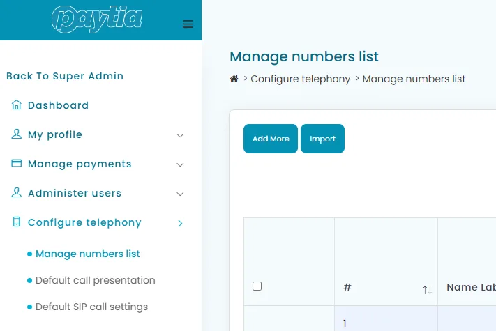 How to add numbers to the Paytia trusted list — screenshot 1