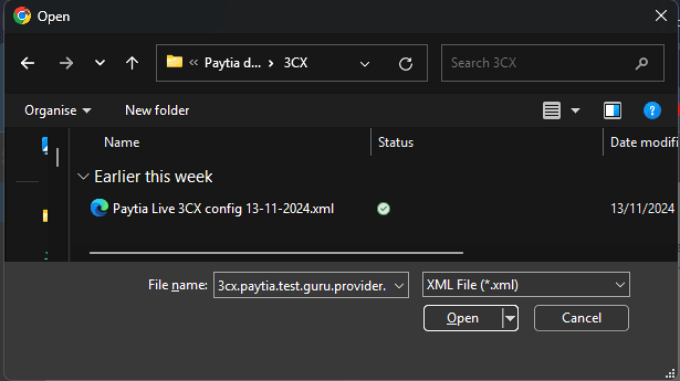 Step 7: Select Paytia XML File