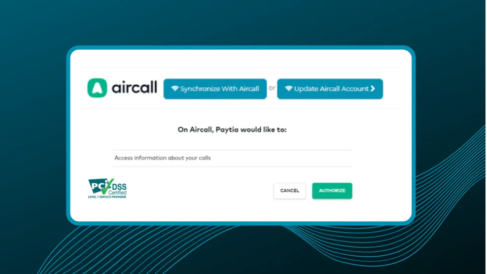 Aircall agent authorises Paytia integration