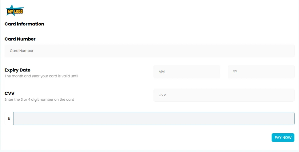 Web checkout template 2 — customisable payment form design