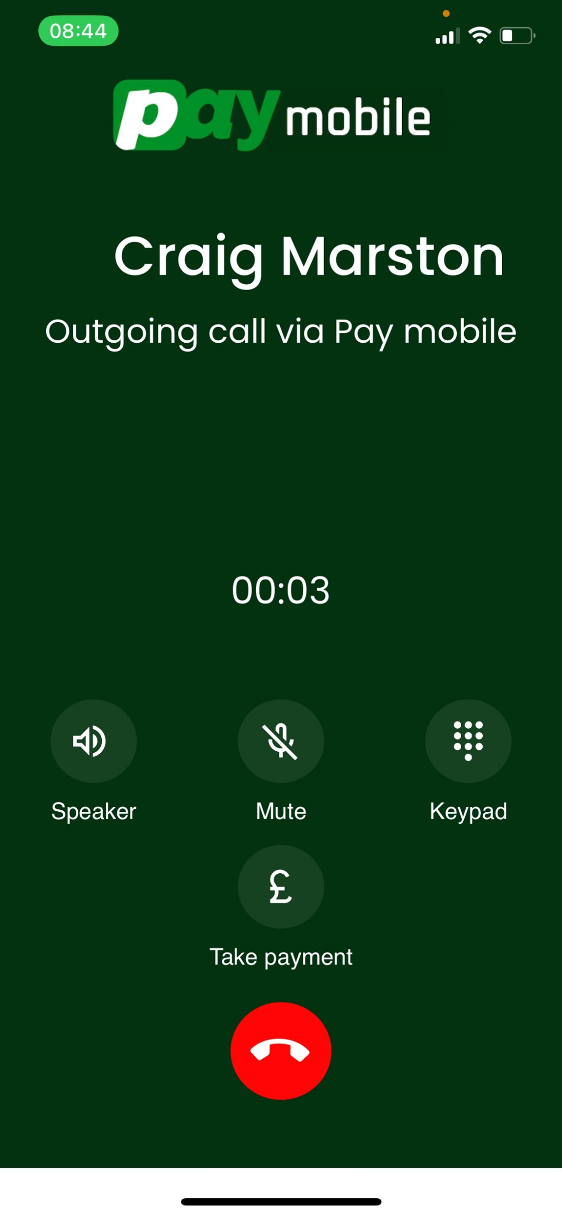 PayMobile dialler interface for secure calls