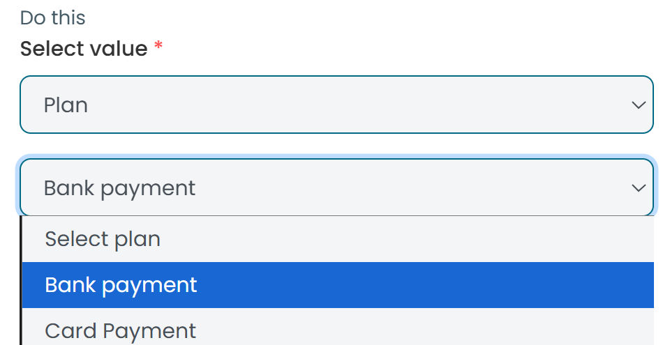 Define action for payment rules - decide what happens when conditions are met