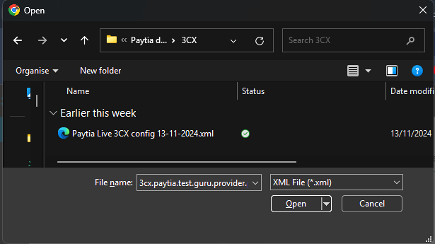Step 7: Select Paytia XML File